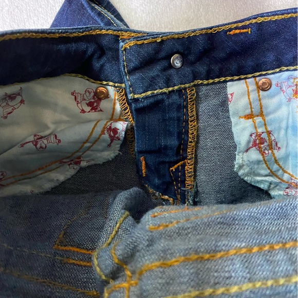 Vintage Y2K True Religion Dark Wash Ultra Low Rise Flare Leg Jeans 25 - Picture 9 of 16